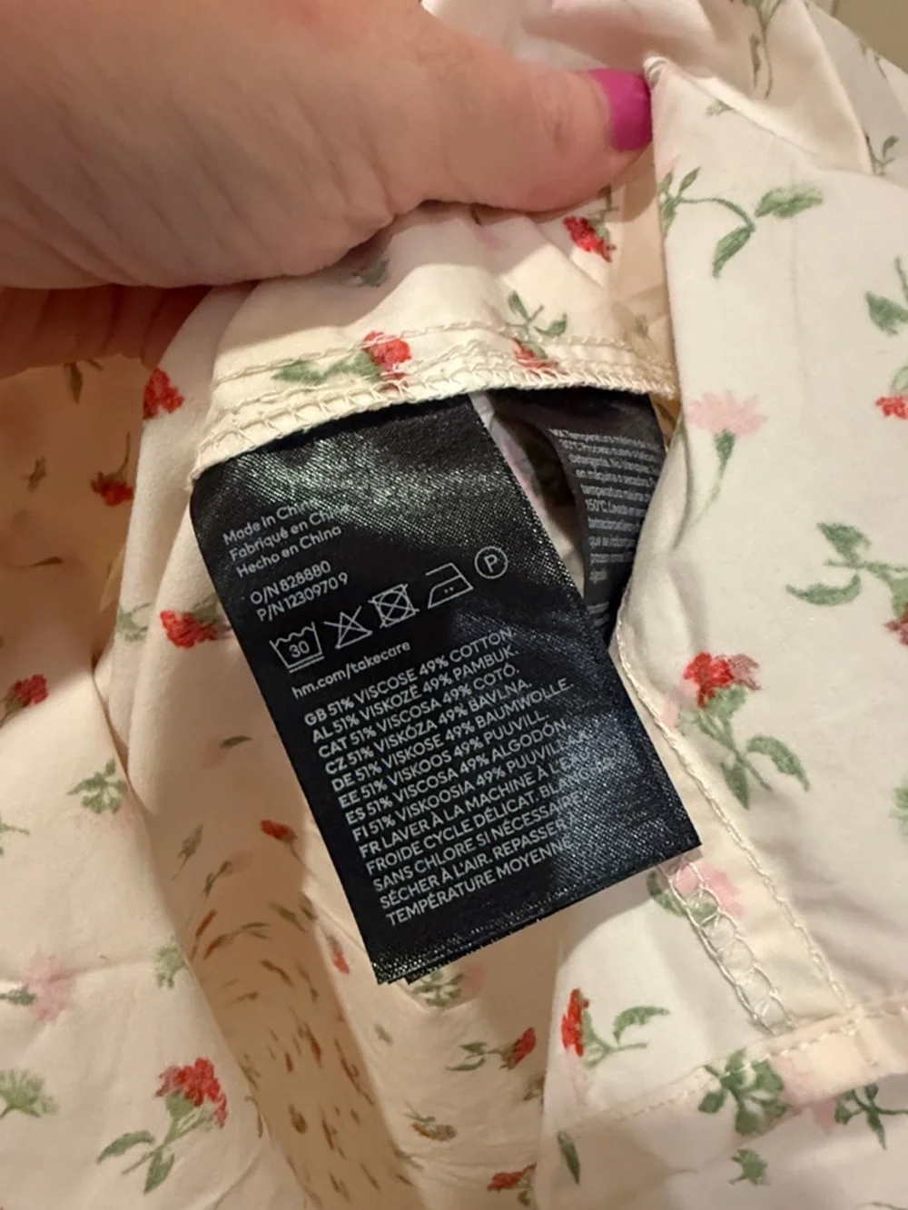 H&M cream floral off the shoulder midi dress, small - Picture 6 of 8